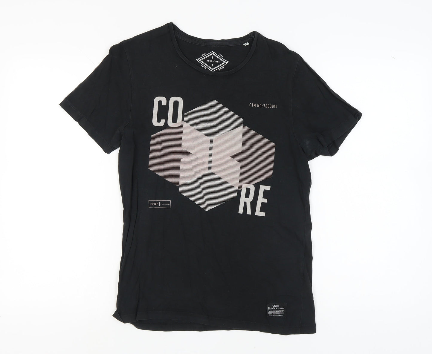 Jack & Jones Men’s Black Graphic T-Shirt Medium