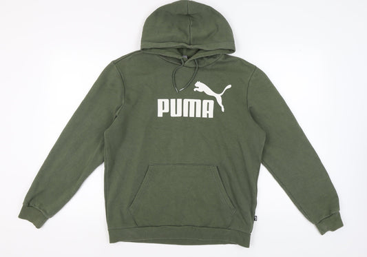 Puma Men's Green Pullover Hoodie M Logo Design