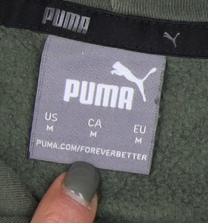 Puma Men's Green Pullover Hoodie M Logo Design