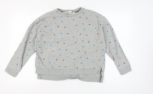 Boden Grey Polka Dot Pullover Sweatshirt M - Women