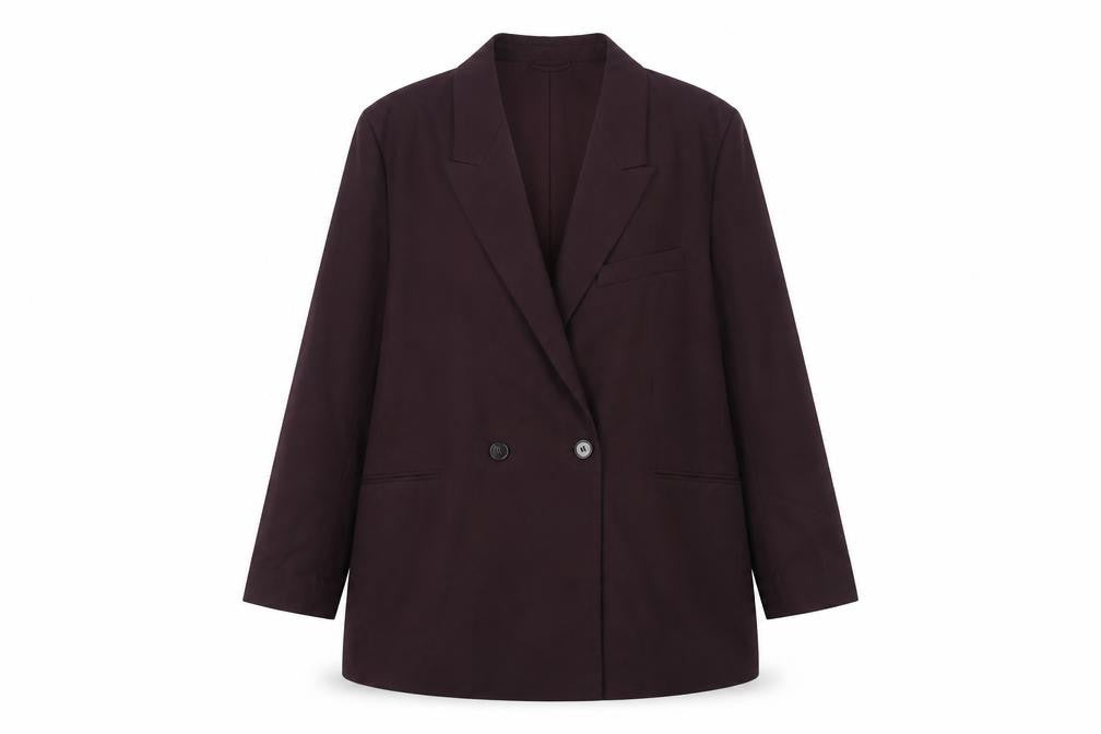H&M Women's Purple Double-Breasted Blazer, Size L, Regular Fit