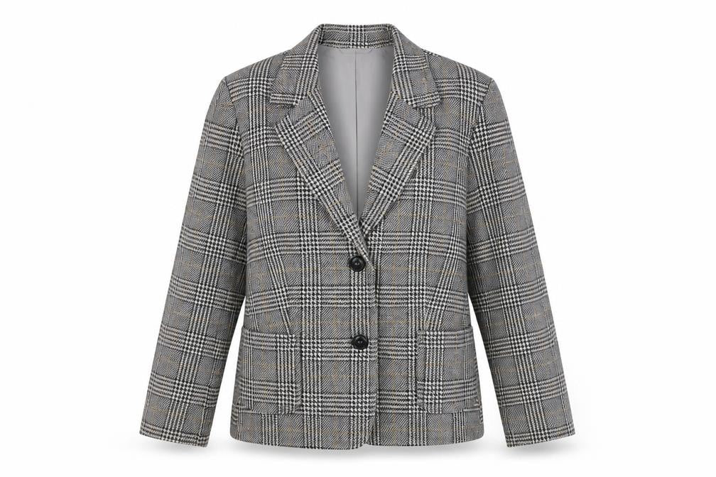 Marks and Spencer Women's Grey Check Blazer Size 10