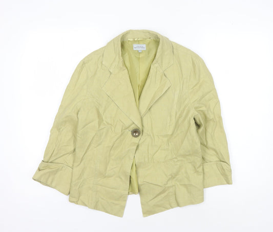 Reflections Beige Linen Blazer Women Size 14 Casual