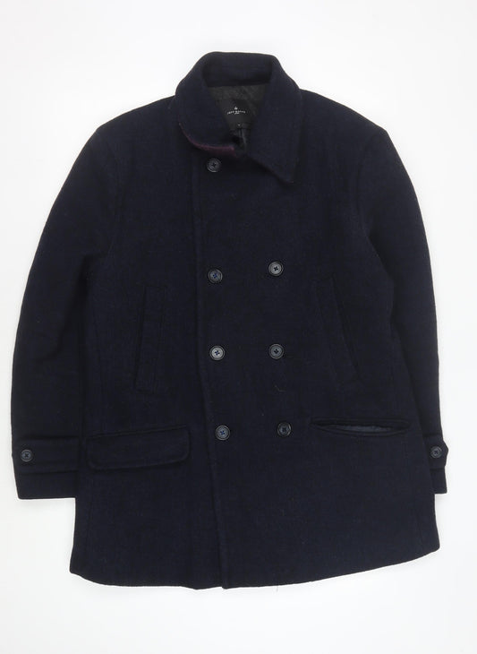 Jeff Banks Men's Black Wool Pea Coat L