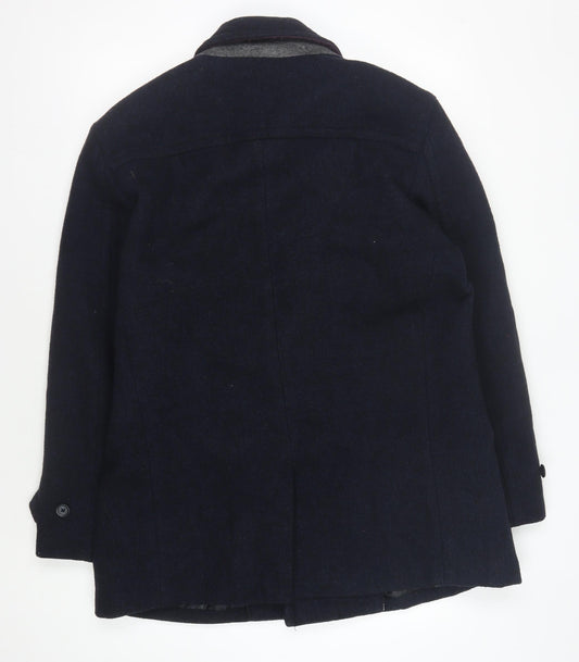 Jeff Banks Men's Black Wool Pea Coat L