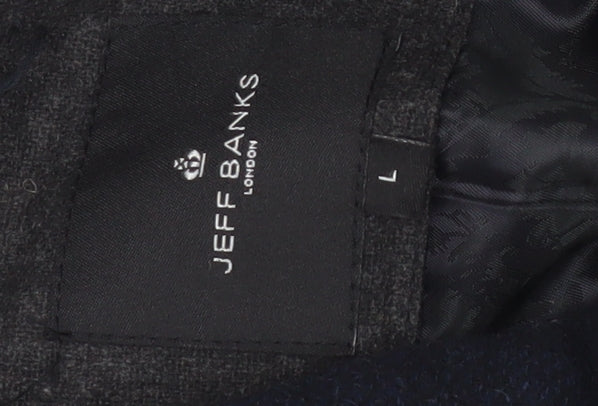 Jeff Banks Men's Black Wool Pea Coat L