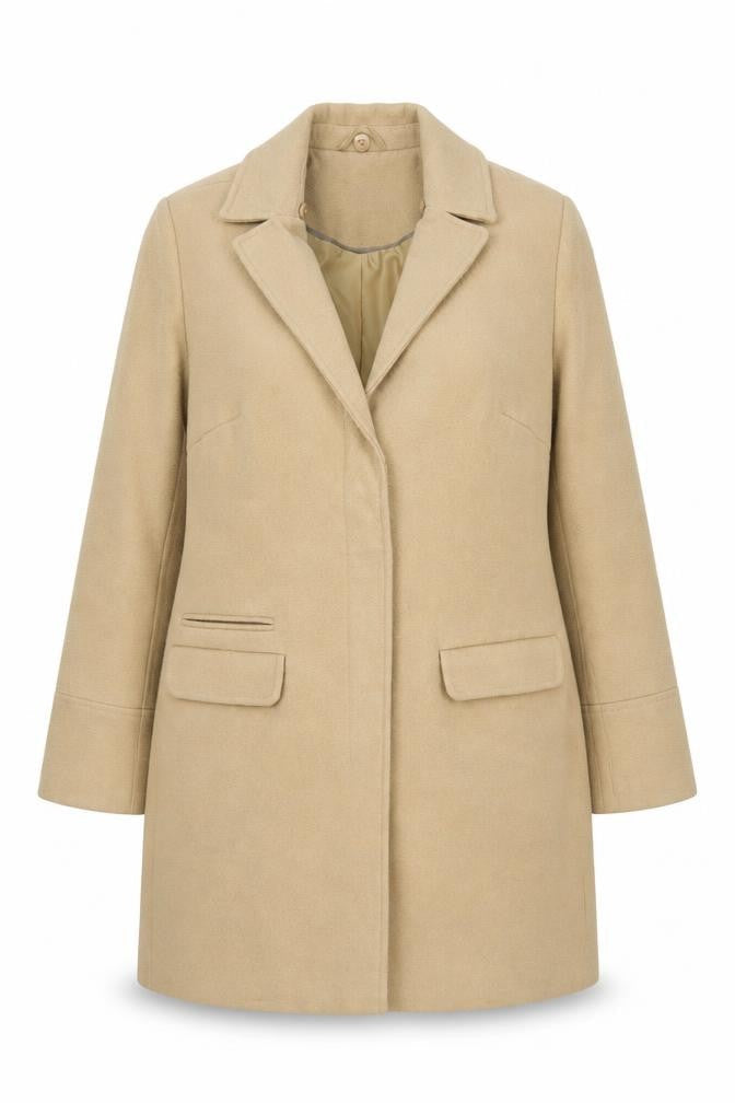 Topshop Women's Beige Mid-Length Coat Size 10