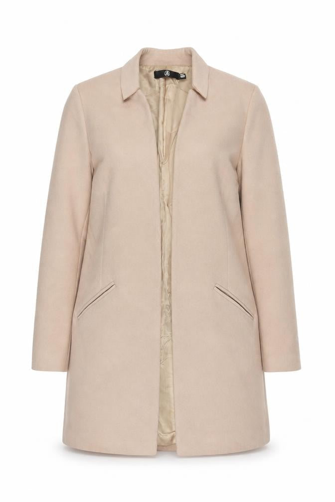 Front view of Missguided Beige Women's Zipped Coat, size 10