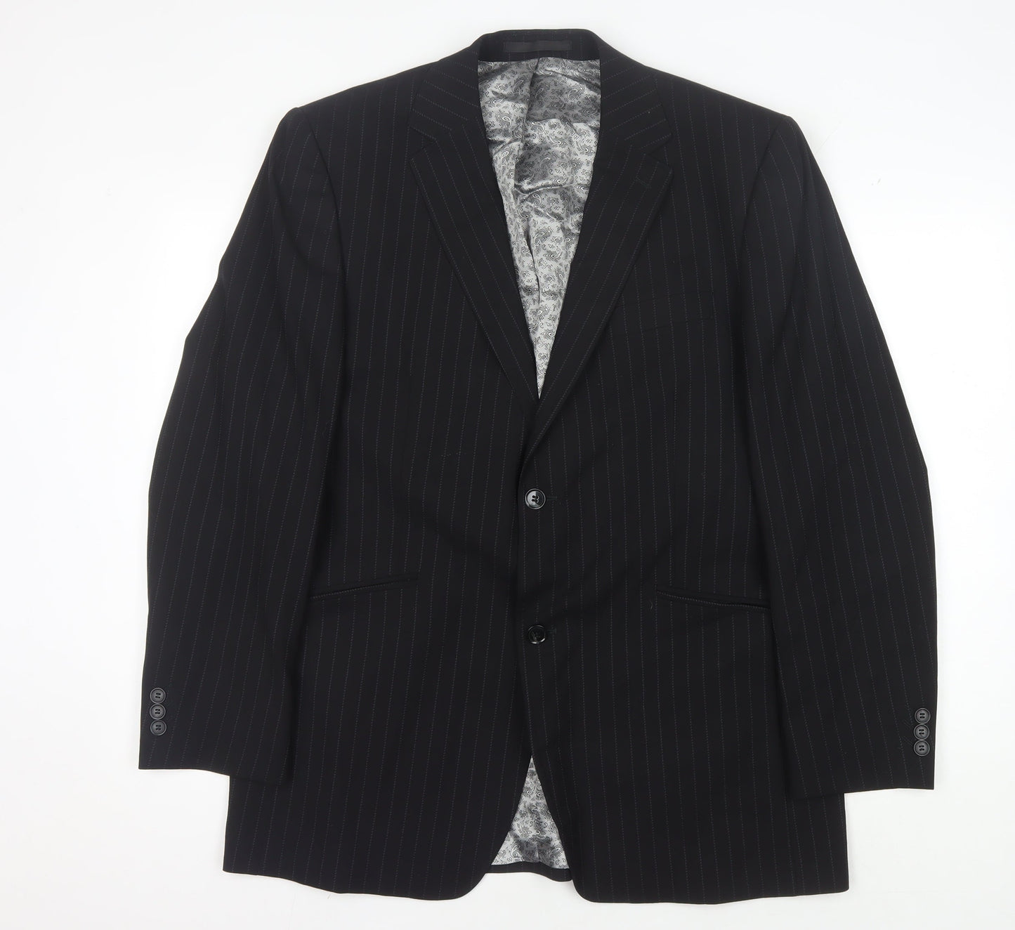 Stvdio Jeff Banks Men's Black Pinstripe Blazer, 42 Regular