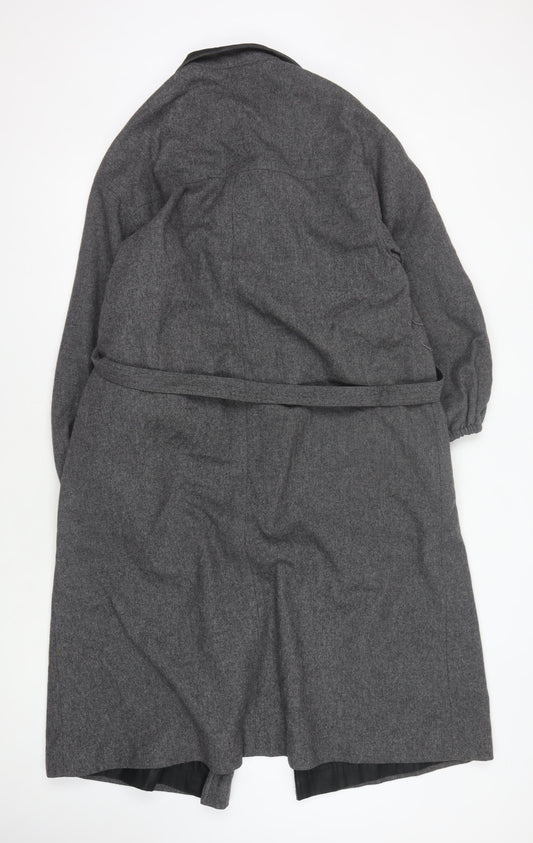 Jaeger Women's Grey Wool Reversible Long Coat Size 14