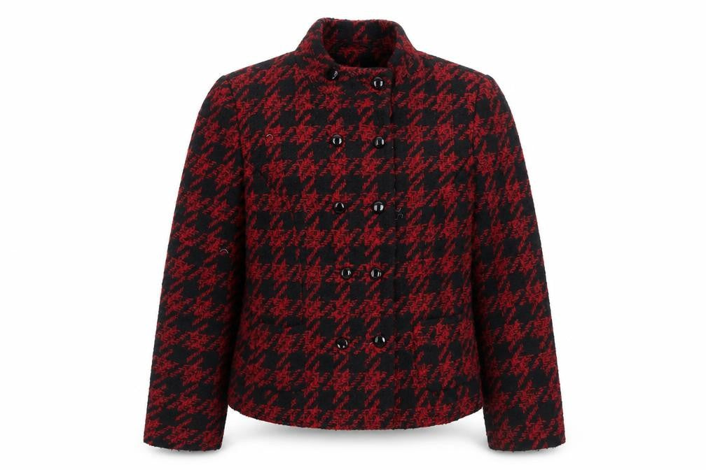 Isle Women's Black Red Houndstooth Jacket Size 10