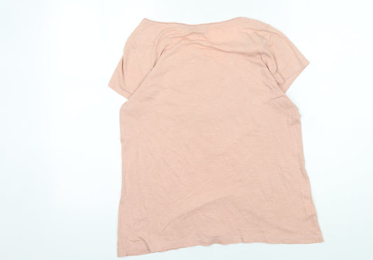 Laura Ashley Women's Pink V-Neck T-Shirt Size 14