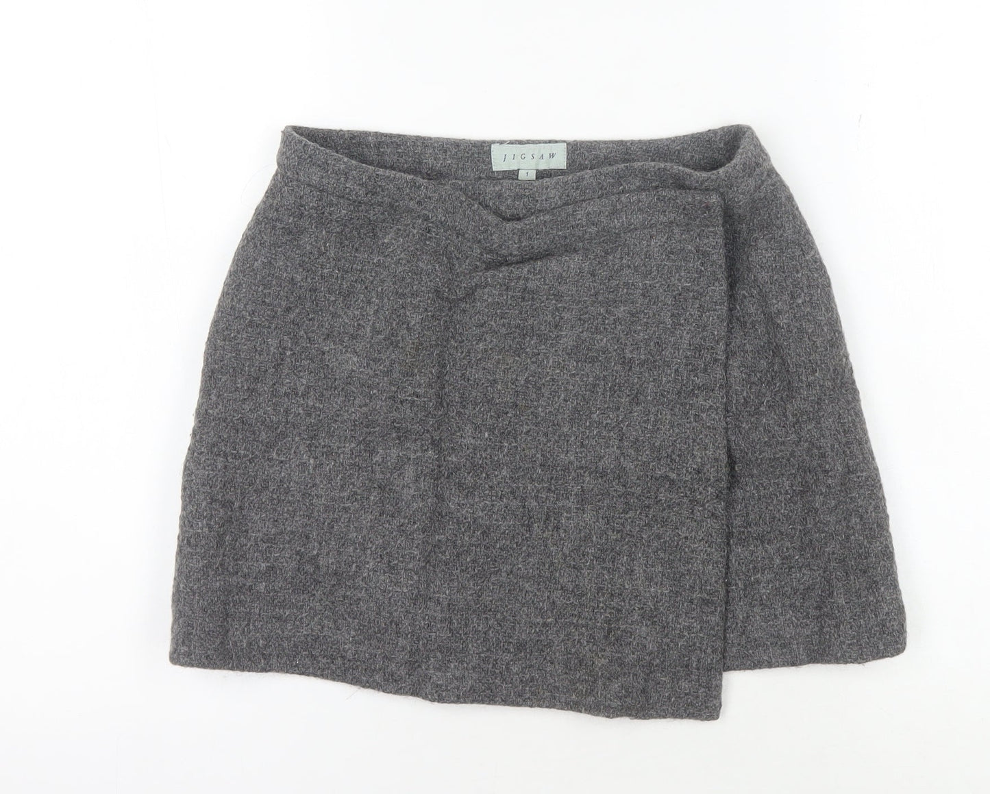 Jigsaw Women's Grey Short Wrap Wool Skirt