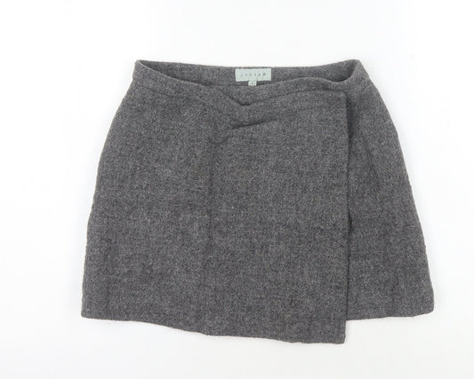 Jigsaw Women's Grey Short Wrap Wool Skirt