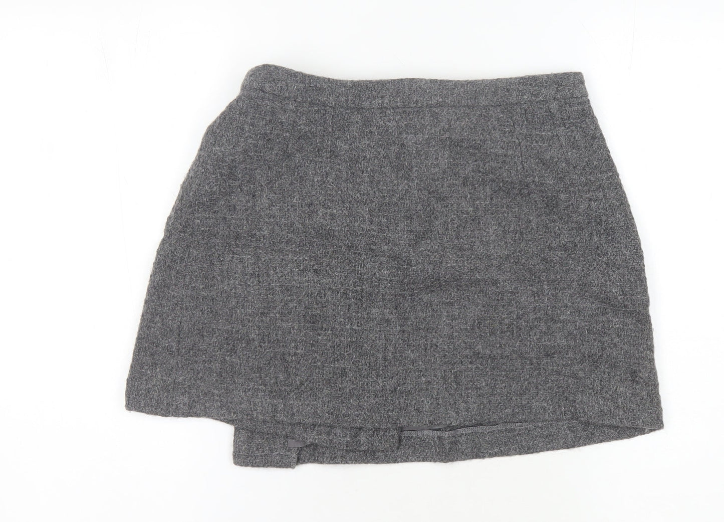 Jigsaw Women's Grey Short Wrap Wool Skirt