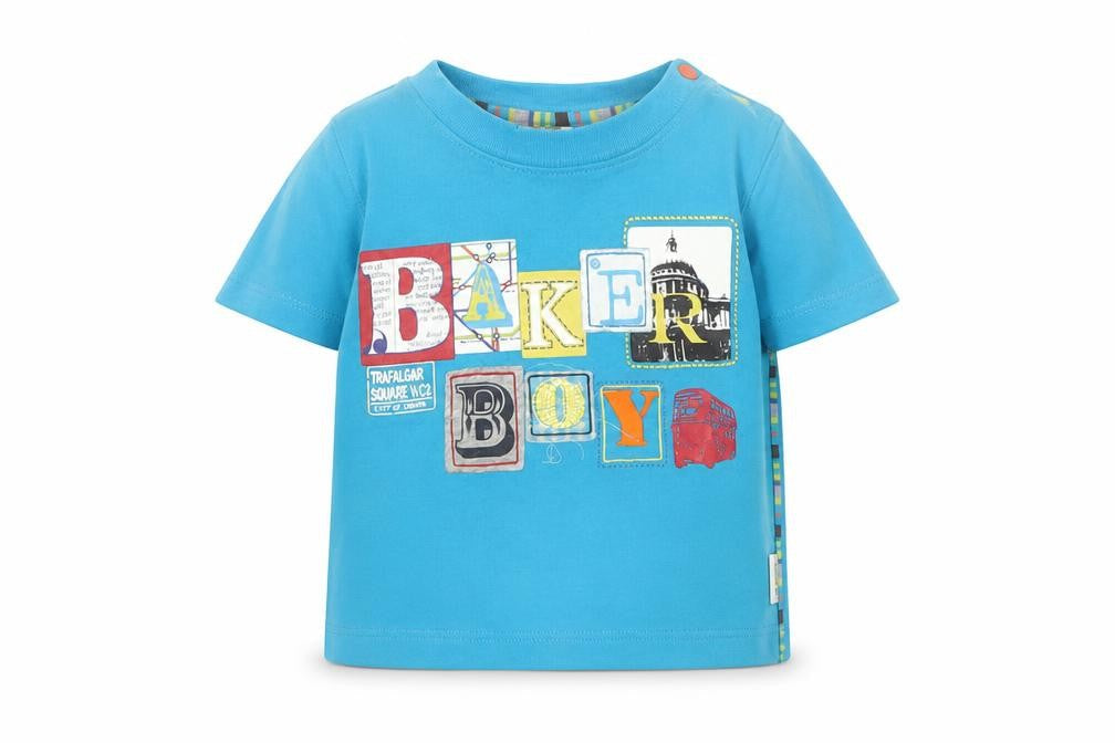 Front view of Ted Baker boys’' blue graphic print t-shirt, 0-3 months