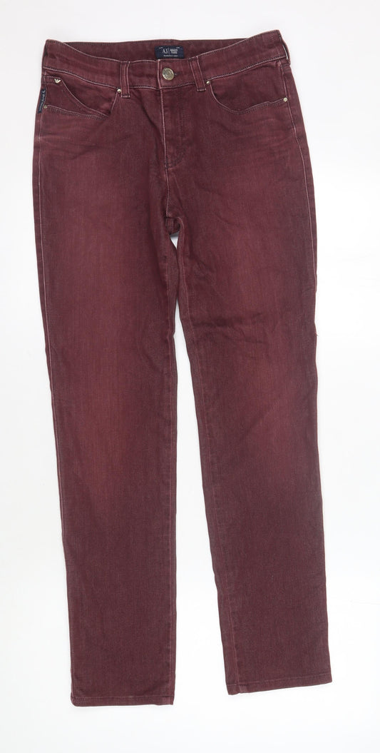 Armani Jeans Men's Red Denim Size 29, Logo Accent, 5-Pocket