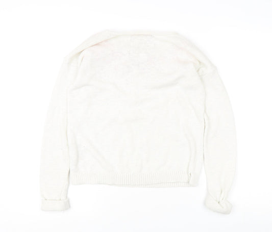 Superdry Girls Ivory Floral Knit Pullover Jumper XS