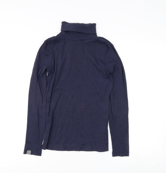 Joules Women's Blue Roll Neck Top - Size 8