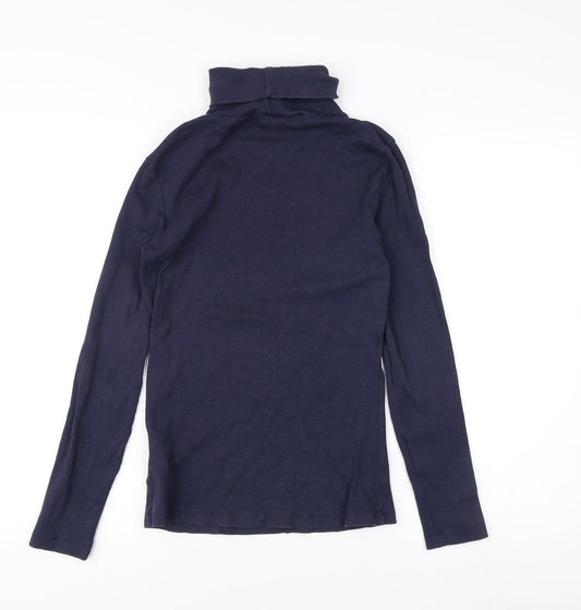 Joules Women's Blue Roll Neck Top - Size 8