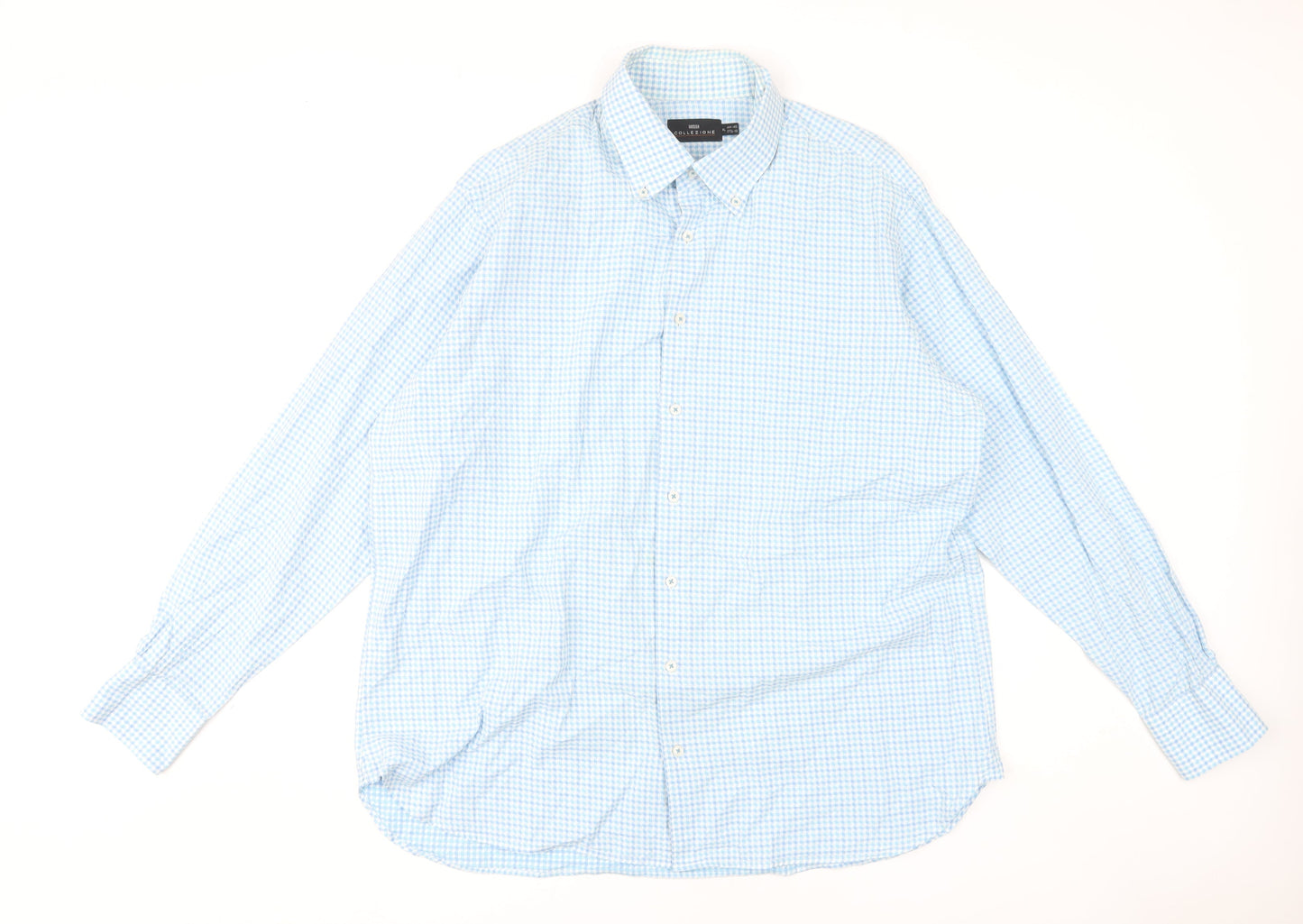 Marks and Spencer Men's Blue Check XL Dress Shirt