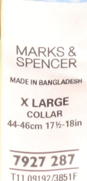 Marks and Spencer Men's Blue Check XL Dress Shirt