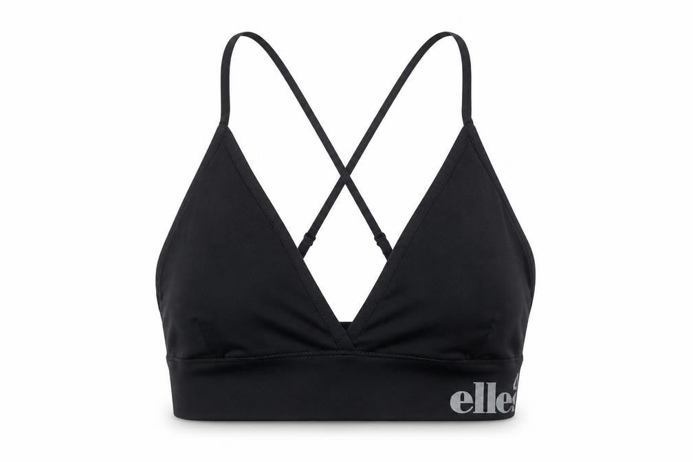 Front view of Ellesse Women's Black Gym Tank Top Cropped S
