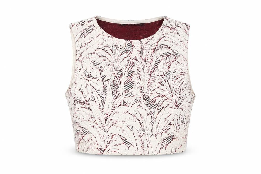Zara Women Beige Floral Cropped Tank Size 6