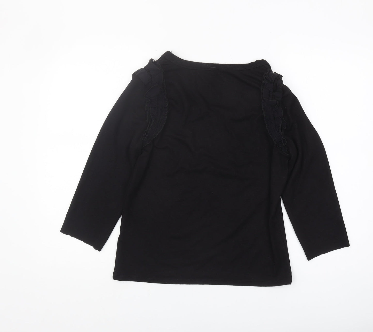 River Island Women's Black Ruffle T-Shirt, Size 12