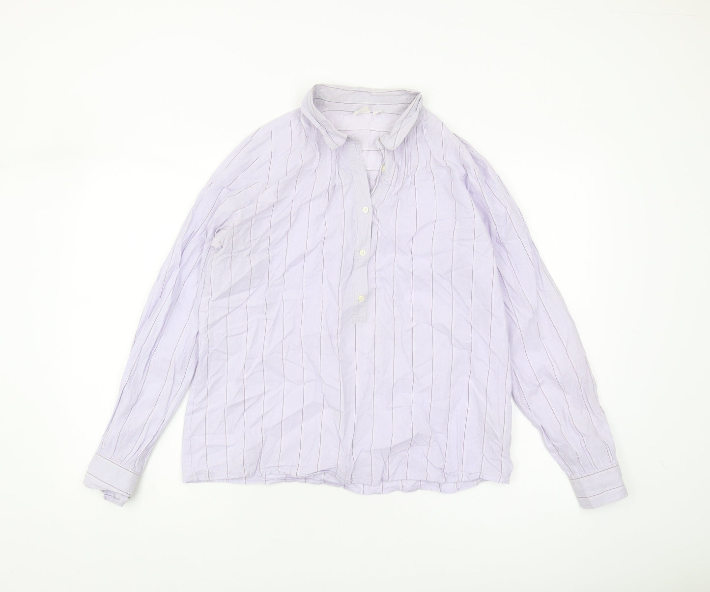 GAP Women's Purple Striped Long Sleeve Blouse XS