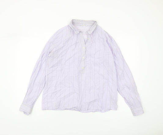 GAP Women's Purple Striped Long Sleeve Blouse XS