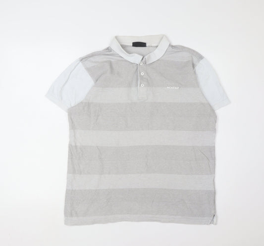 McKenzie Men's Grey Striped Polo Shirt, Size L