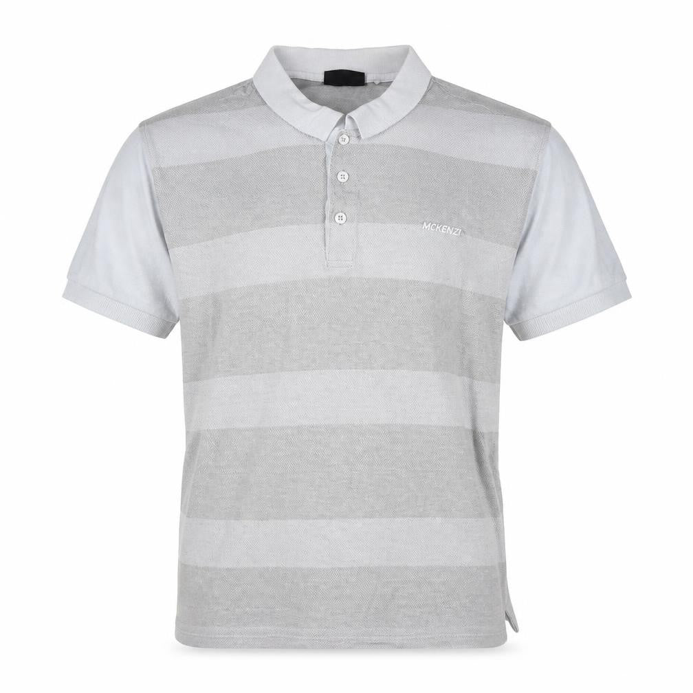 McKenzie Men's Grey Striped Polo Shirt, Size L