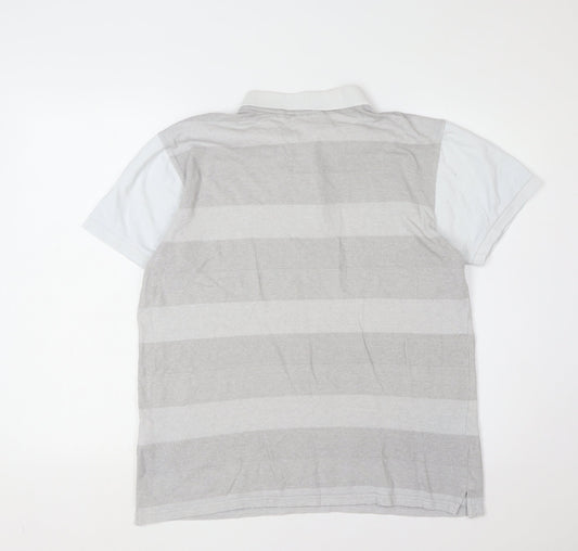 McKenzie Men's Grey Striped Polo Shirt, Size L