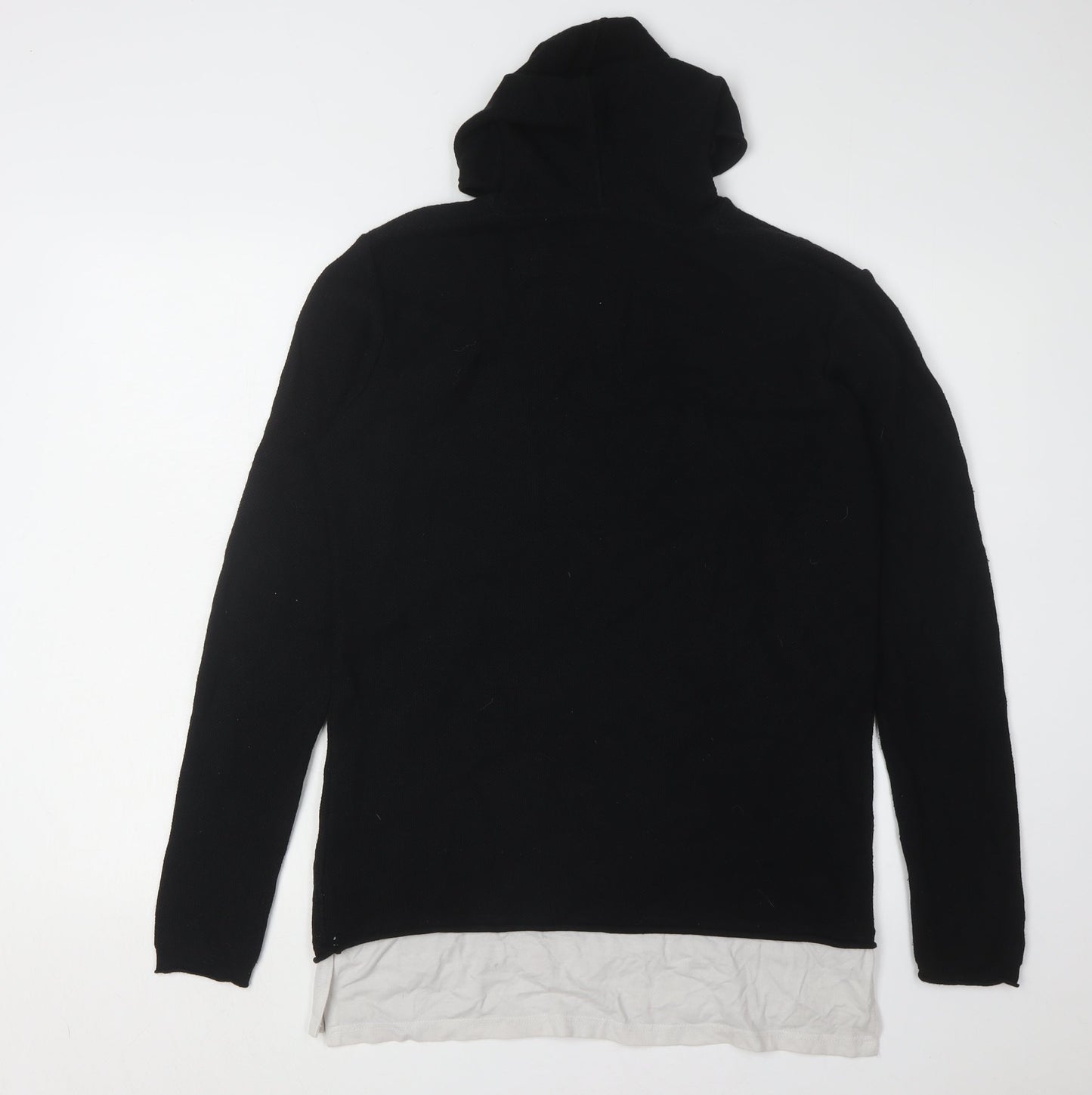River Island Men's Black Hooded Pullover Jumper M