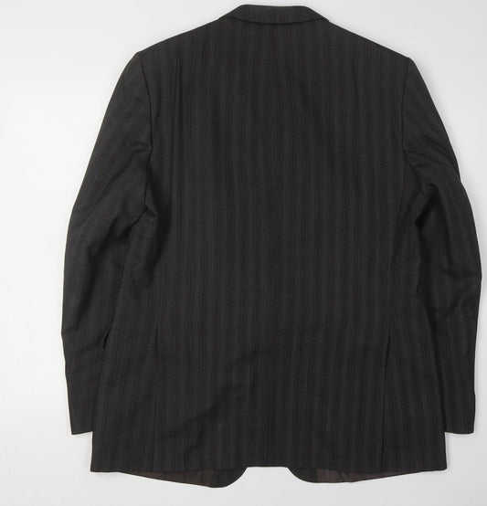 Boss Men's Grey Striped Suit Jacket 44 Regular