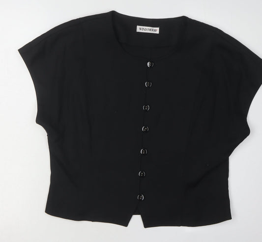 Windsmoor Women's Black Blouse Size 16 with Button Accents