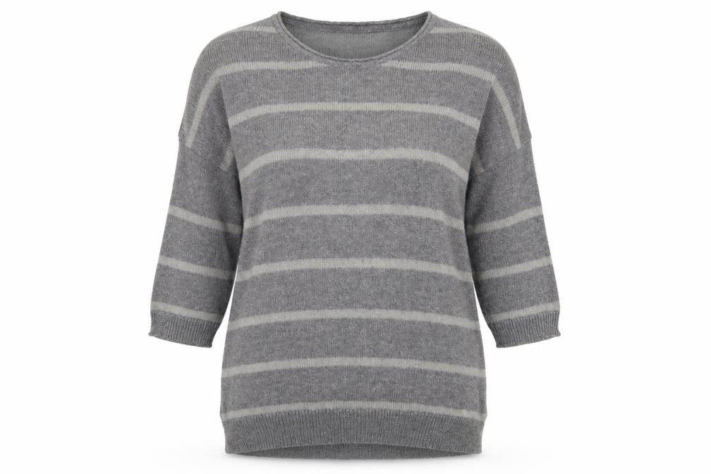 Womens UK 10 Regular White Stuff Grey Pullover Cable-Knit