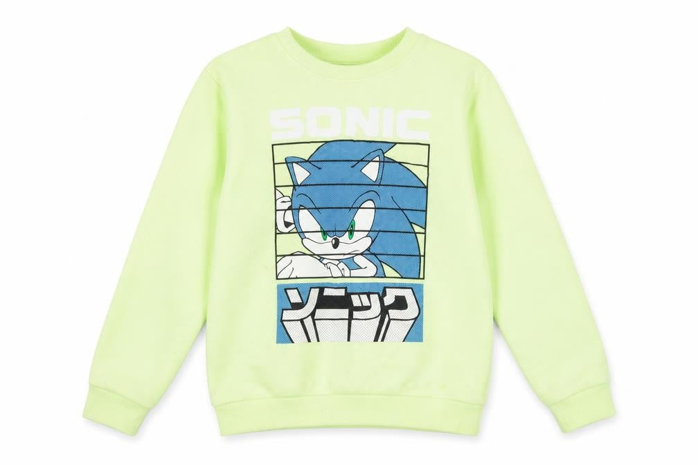 Front view of Sega boys’ sonic graphic pullover sweatshirt - multicoloured, 10-11y