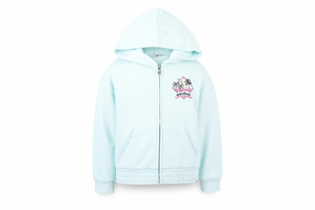 Front view of Animal girls’ blue basic hooded jacket 5-6 years