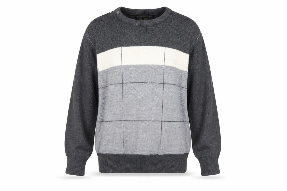 Wolsey Womens Grey Striped Wool Pullover Jumper, Size 12