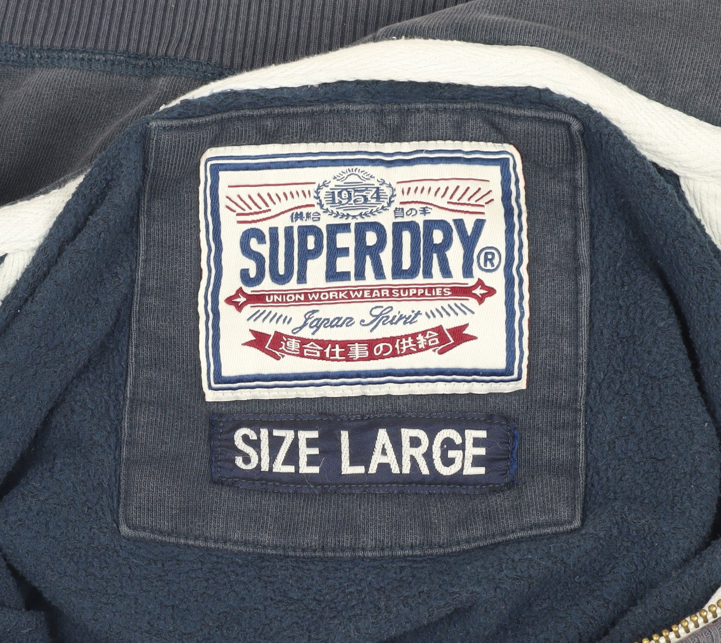 Superdry Men’s Blue Hooded Fleece Jacket Size L