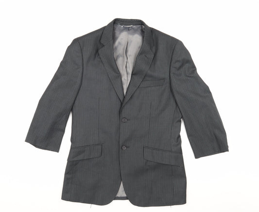 Burton Men's Grey Striped Tailored Suit Jacket 36S