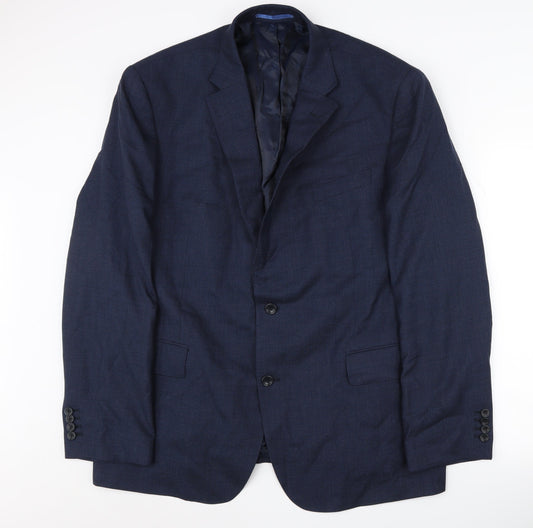 Charles Tyrwhitt Men's Blue Long Wool Blazer 48L Classic Fit