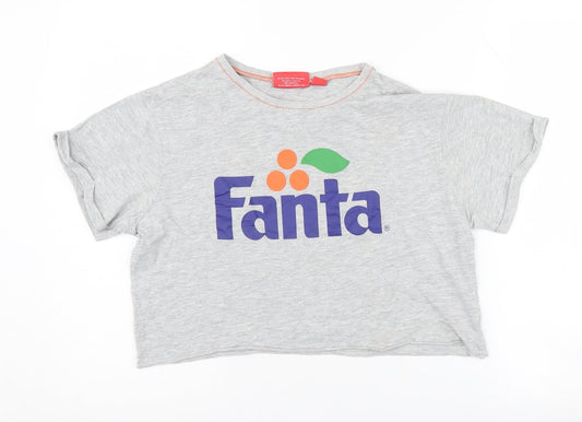 Coca-Cola Women's Grey Cropped T-Shirt Size 12