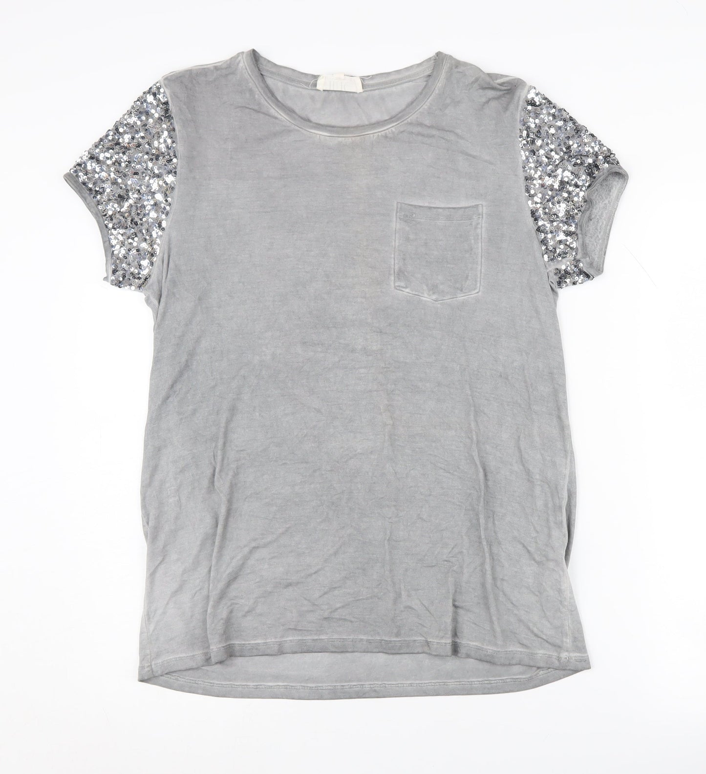 Nine Savannah Miller Grey Sequin Women's T-Shirt Size 14