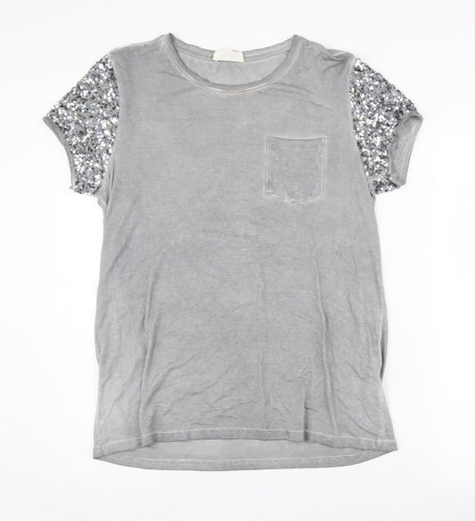 Nine Savannah Miller Grey Sequin Women's T-Shirt Size 14