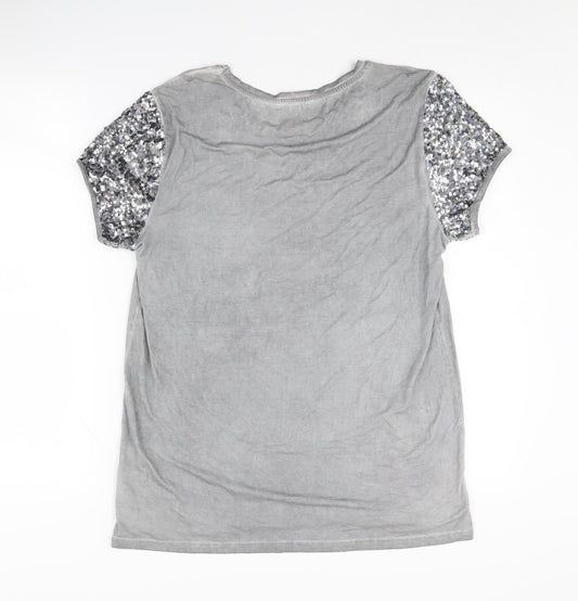 Nine Savannah Miller Grey Sequin Women's T-Shirt Size 14