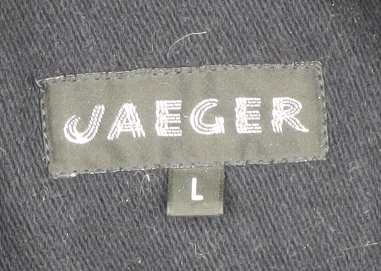 Jaeger Men's Black Wool Overcoat Lined Long Coat