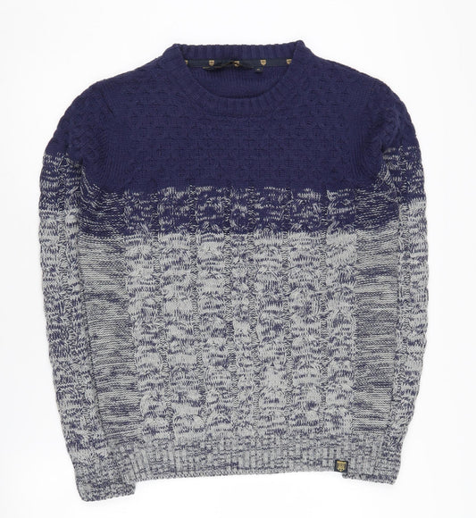 Broadbent & Boothroyd Men's Blue Grey Pullover Jumper M